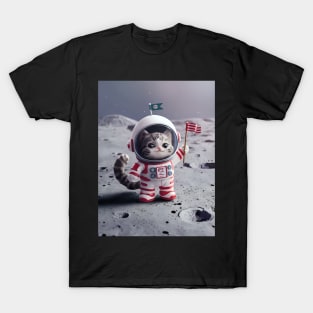 Cute cat astronaut on moon T-Shirt